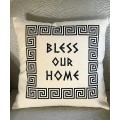 Greek Key Design Bless Our Home Cotton Canvas Pillow - CASE ONLY 